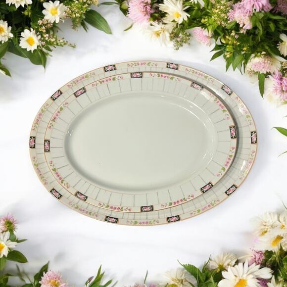 Noritake Nippon Set of 2 Platters-14'' & 11''-Antique Hand Painted-Serving-China - Picture 7 of 10